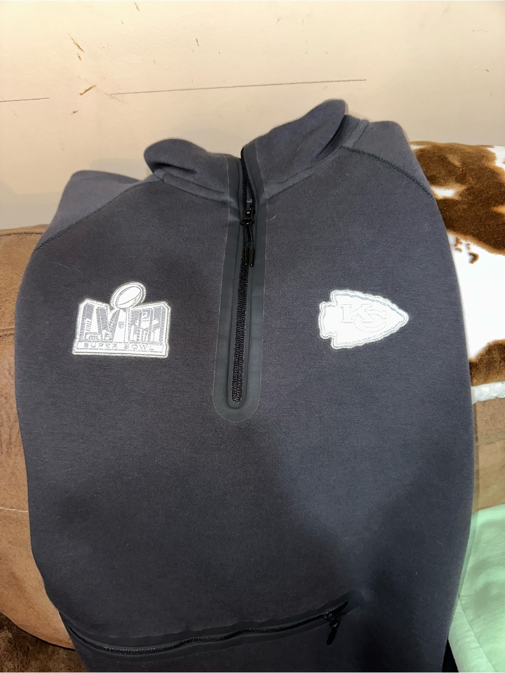 Kansas City Chiefs Black Half-Zip Pullover Sweater